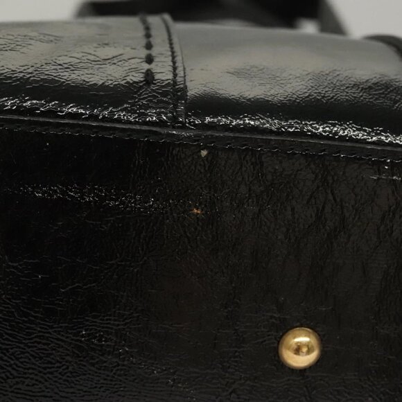 SAINT LAURENT Muse Shoulder Bag Enamel Black Gold Auth sw1147 - Picture 12 of 16